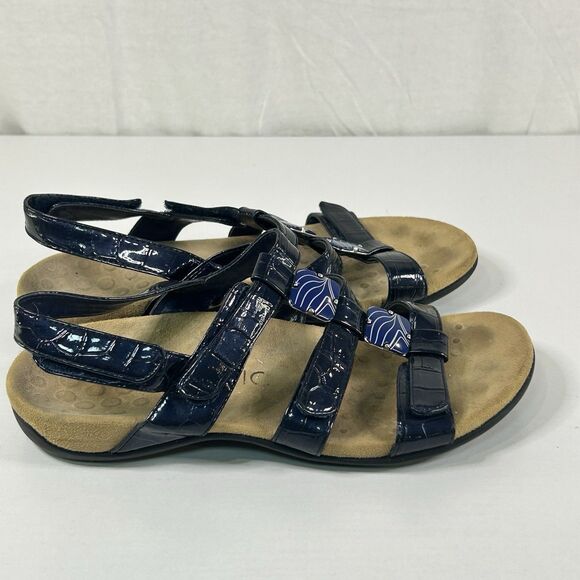 Vionic Shoes - Vionic Womens Sandals Blue Leather Strappy Amber Comfort Support Shoes Sz 9.5